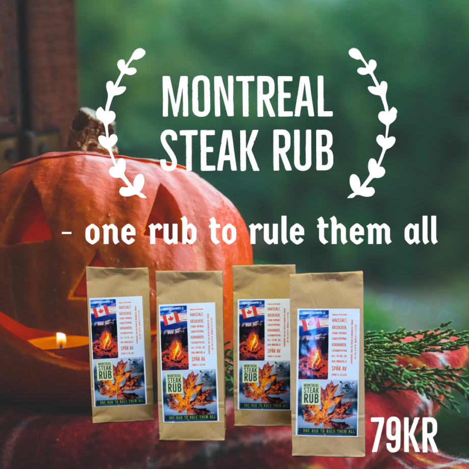 Montreal steak rub - BBQmonster edt. - one rub to rule them all! - en kryddblandning mald i kvarn som fått toppbetyg av testpiloterna Denna nya rub från RubsByBBQMonster bygger på en klassisk blandning från Kanada som hos BBQmonster såklart fått sin twist. Historien bakom Montreal Steakrub BBQmonster edt. : Någonstans runt 2019 eller 2020 fick vi frågan av en kund om vi kunde göra en rub som byggde på det välkända "Montreal Steak rub- receptet". Vi malde ut en stor påse och kunden gick. Kunden kom tillbaka och var lyrisk. Vi gjorde en ny påse. Redan då borde vi såklart låtit den bli en standard i sortimentet. Men det föll bort ur minnet. Kunden kom nyligen tillbaka igen och minnet väcktes. Dock hade det gått så pass lång tid att anteckningar kring receptet gått förlorade. Ingredienserna är inte så många men som vanligt är den procentuella fördelningen A och O för balansen i  en rub. Därför började vi om - malde ut provbatcher märkta med "?". Kunder fick en påse mot löfte om feedback. Hur gick det? Hur löd feedbacken? - väldigt väldigt osvenskt så säger vi: Succé! Vi valde dock att tweaka receptet något och minska andelen Cayenne peppar, detta för att även barnfamiljer skall kunna använda denna underbara kryddblandning utan begränsningar. One rub to rule them all? Ja, än så länge lyder feedbacken att den fungerar till nötkött, gris, kyckling och fisk - grönsaker? förmodligen! Personligen har undertecknad testat den på T-bone (wow), Karré (wow) och på Kattfisk, eller Catfish som låter lite fräschare...(wow). RUBS BY BBQMonster BBQmonster har sedan 2017 utvecklat och malt rubs i den fysiska butiken 557 meter från Väla köpcentum. Vi maler vår Montreal Steakrub BBQmonster edt. i en kvarn med kvarnstenar och gör den relativt grovmald. Volym 1,25 dl ca 125 gram nettovikt Komplett innehållsförteckning: Medelhavssalt, Råsocker, Svartpeppar, Starkt paprikapulver, Lök, Vitlök, Cayenne peppar, Dillfrö, Korianderfrö. (kan innehålla spår av SENAP och SELLERI). Glutenfri! Om #RubsByBBQmonster #RubsByBBQmonster gör personliga kvalitetsrubs i små batcher med stor noggrannhet. Små batcher ger möjlighet att ta hänsyn till varje ingrediens. Ta vitlök eller chiliflakes som ett exempel. - Hur ofta är dessa smaksättare exakt lika starka en gång till en annan? - förmodligen aldrig. Genom en provsmakning av varje ny batch kan ett jämnare resultat presenteras. Detta även om hantverket är så manuellt som det kan bli. #RubsByBBQmonster mals ut från kvarn med kvarnstenar. Grovleken anpassas efter ändamålet (styckdetaljen) som rubben är tänkt för. Oavsett vilken rub du köper kommer du att märka en klar skillnad mot andra mainstream "grillkryddor" som översvämmar marknaden. Du får här en rub som innehåller både mindre partiklar som når djupt in i köttet, såväl större partiklar vilka lättare överlever grillningen. Vilket därmed ger ytterligare en smakdimension. Dimensionen på partiklarna (strukturen) påverkar också hur du upplever smakerna. Tänk själv hur många fler smaklökar som aktiveras av en 0,5mm bit lök landar på tungan jämfört med ett pulver eller dust. Tips: köp till den ultimata stöaren i rostfritt, stora hål och tätslutande lock så håller dina rub upp till 2 år. https://bbqmonster.se/produkt/stroare-ultimat-stroer-for-rub-stora-hal-och-platslock/